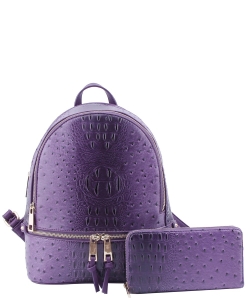 Ostrich Croc 2-in-1 Backpack OS1062W PURPLE